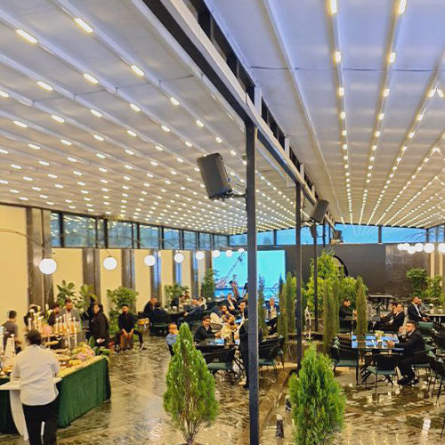 سقف پارچه ای جمع شو مناسب کافه رستوران ها