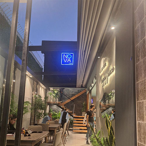 سقف جمع شو پارچه ای برای فضای باز کافی شاپ در مشهد