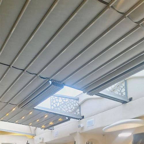 سقف پارچه ای جمع شو کافی شاپ در مشهد